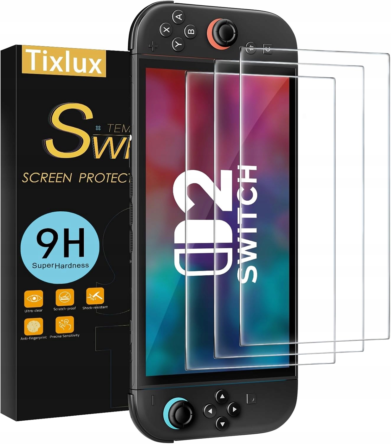 Szkło hartowane 9h do nintendo switch 2 zestaw 3 sztuk