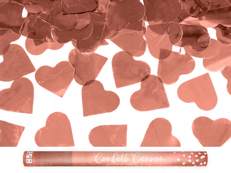 Tuba z sercami, różowe złoto, 60cm