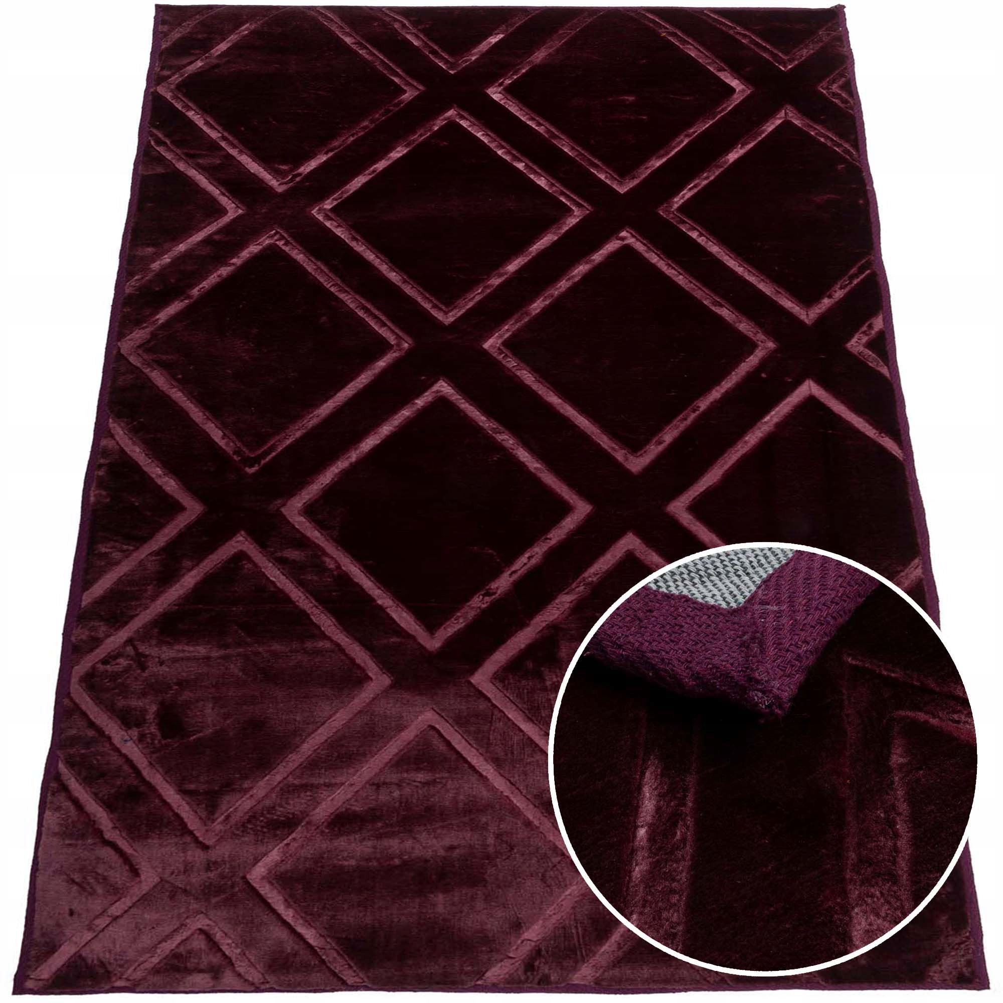 

Dywan nowoczesny romby 3D glamour 70x140 bordowy