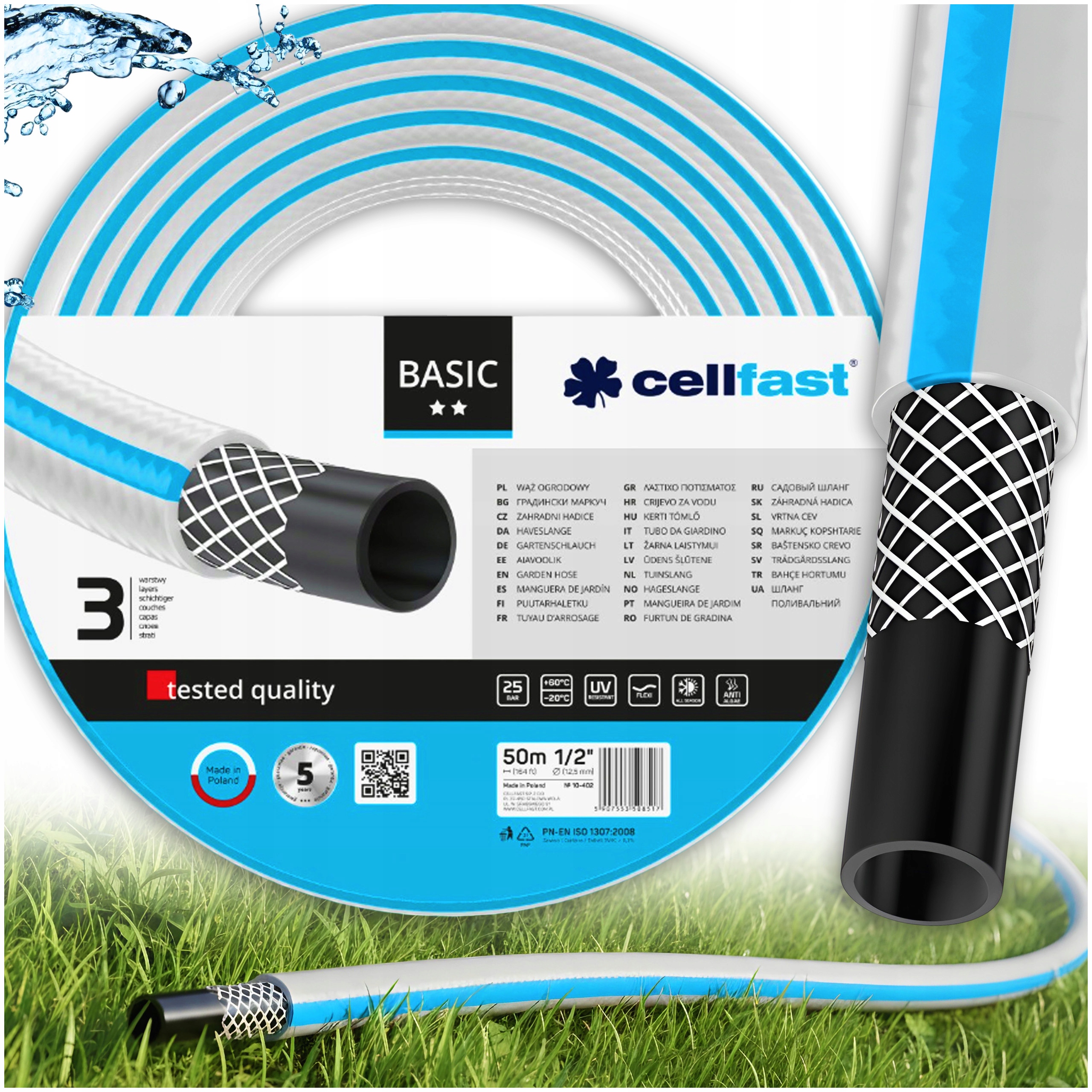 Wąż ogrodowy wysokociśnieniowy Cellfast 1/2" 50 m 3-warstwowy Uv