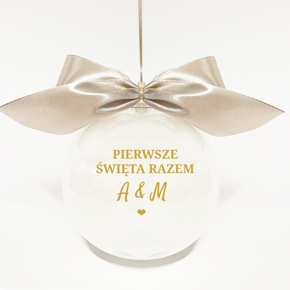 

Bombka Pierwsze święta razem inicjały na choinkę