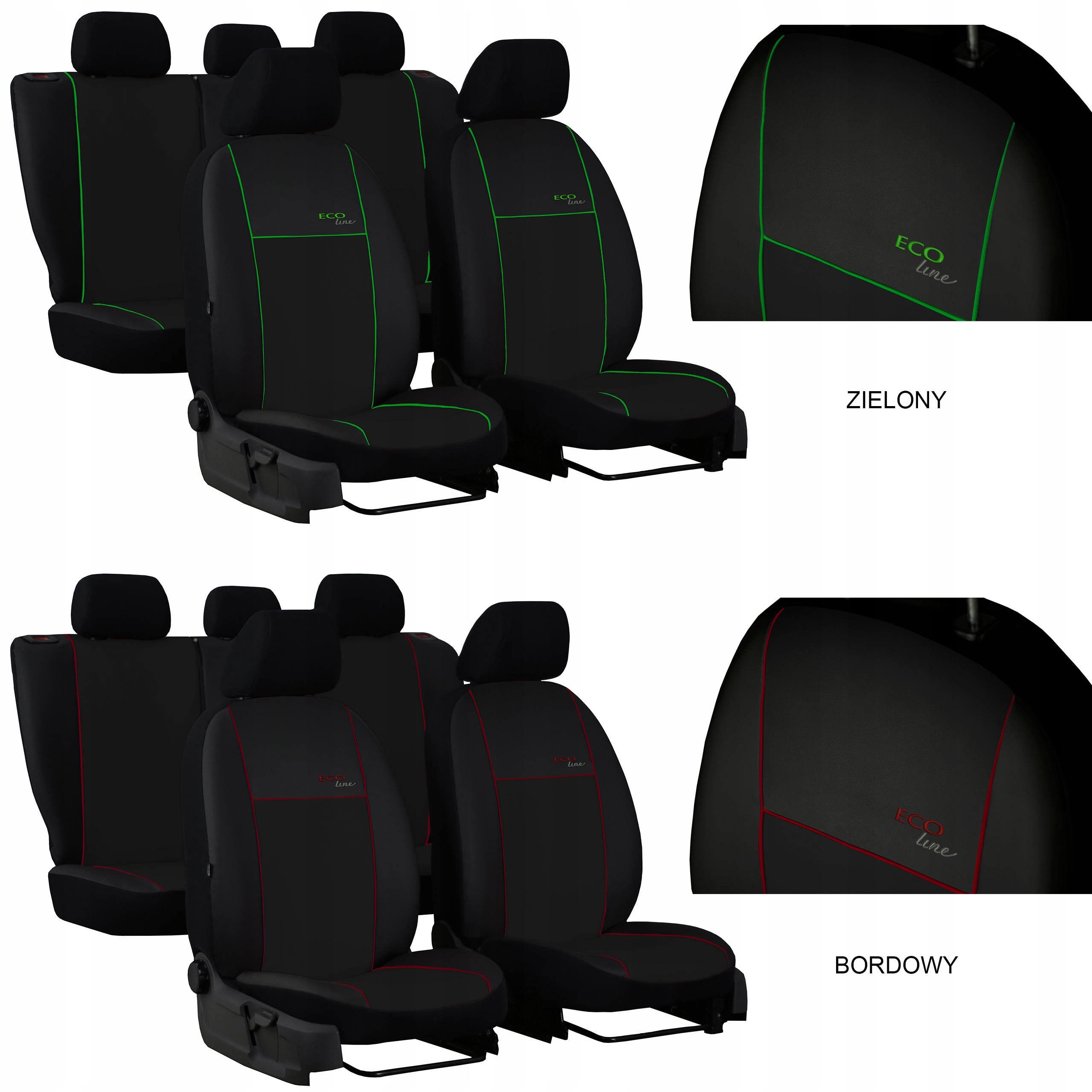 POKROWCE MIAROWE SKÓRZANE NA FOTELE VW GOLF 6 PLUS Kolor czarny