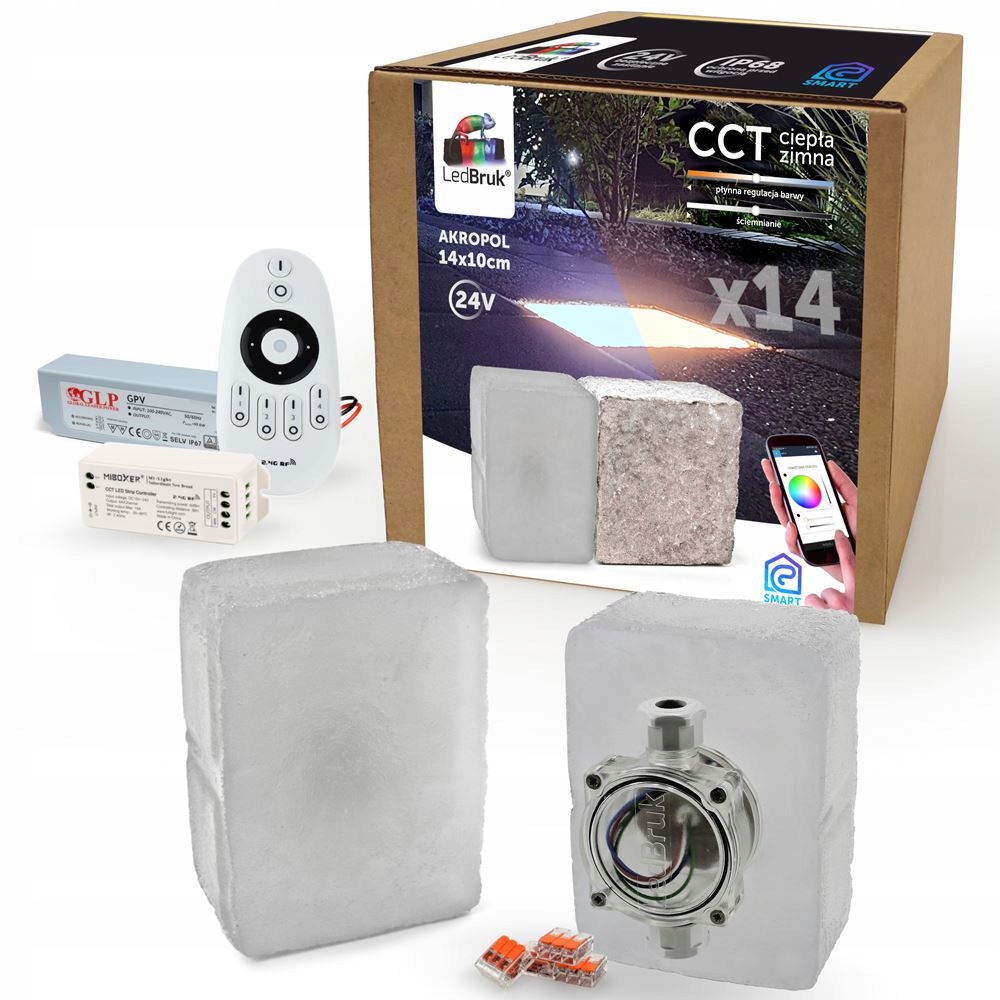 14x LedBruk Świecąca Kostka Brukowa LED 14x10 CCT