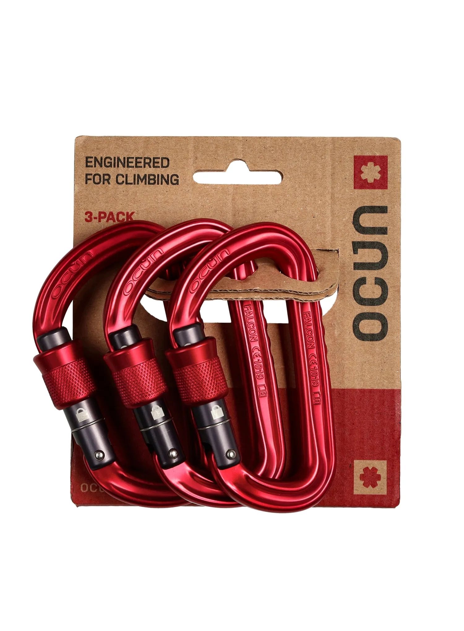 Karabinky Ocun Falcon Screw 3-Pack červené