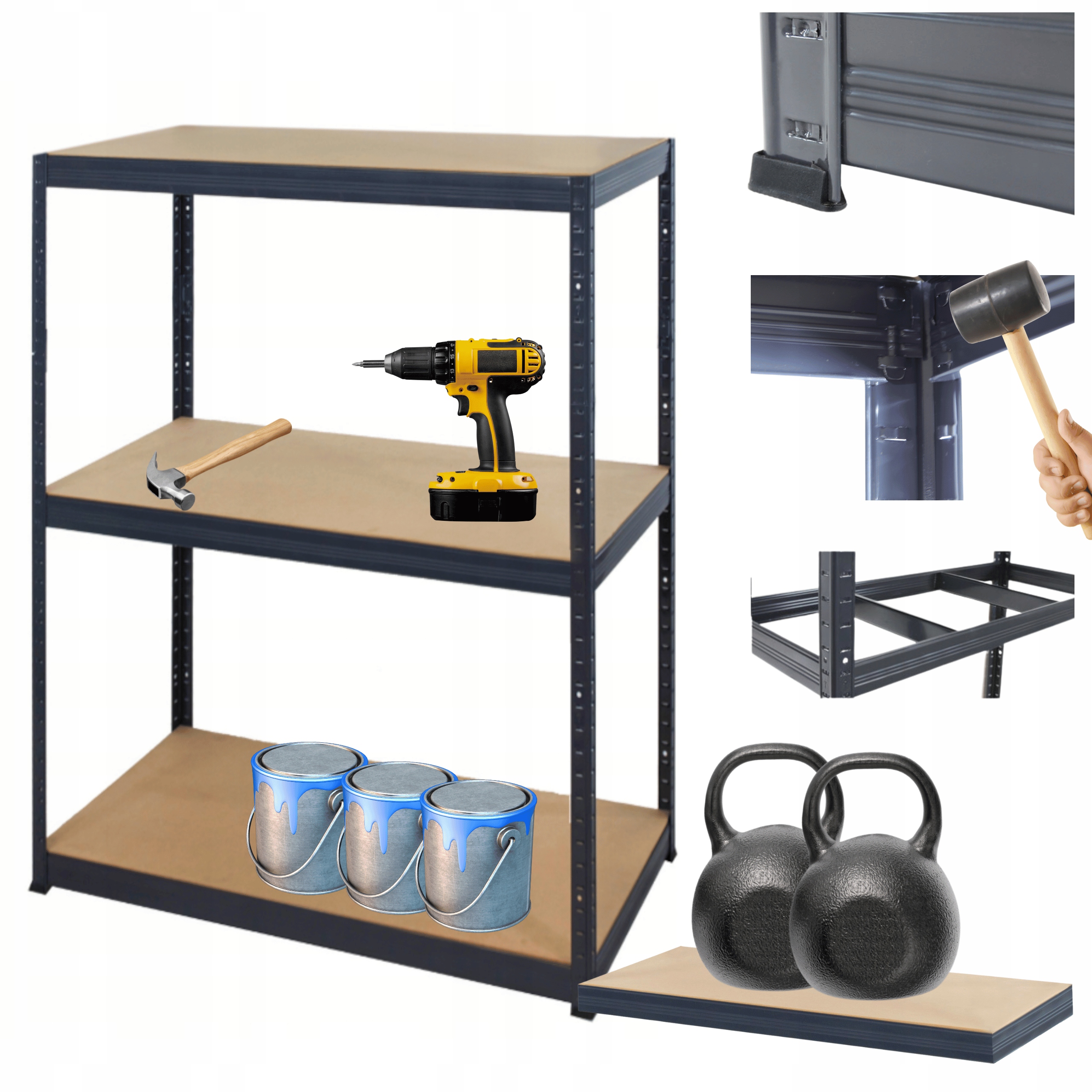 Kovový skladový regál Premium Helios 90x75x30 cm 3Px275 kg