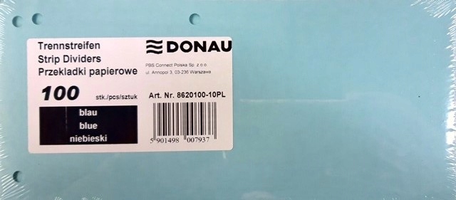 

Przekładki do segregator niebieski Donau 235x105mm