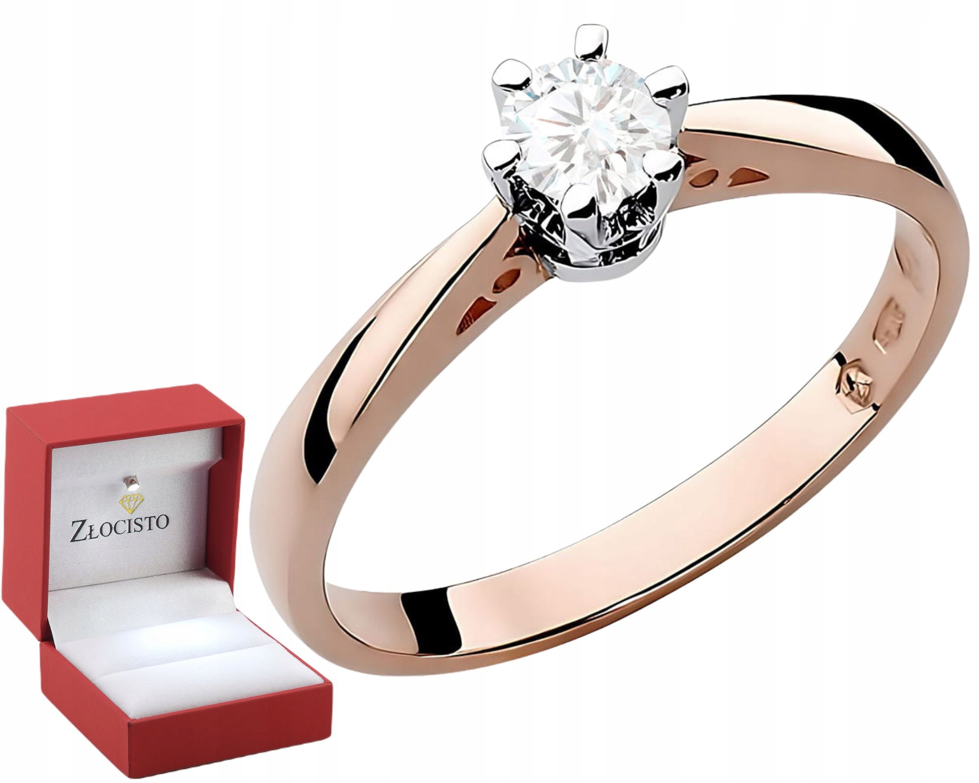 Růžové Zlato Klasický Prstýnek Laboratorní Briliant 0,30CT