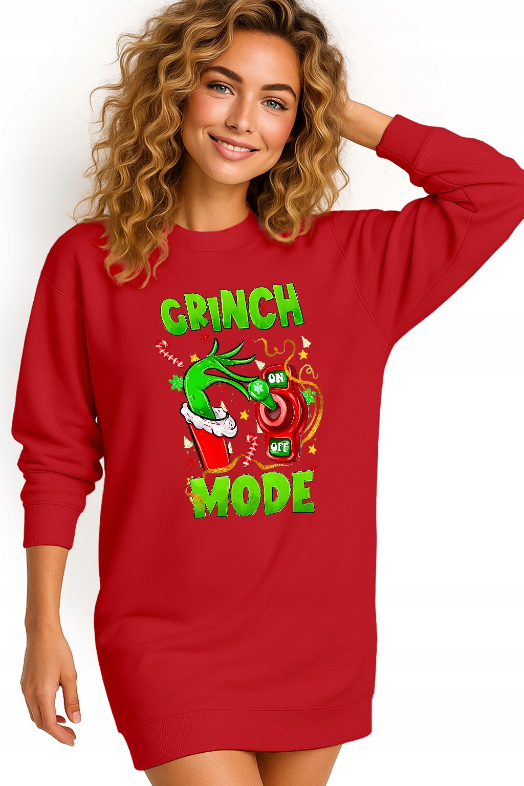 Mikina Vánoční Oversize Šaty Grinch Mode On Dárek Vánoce L