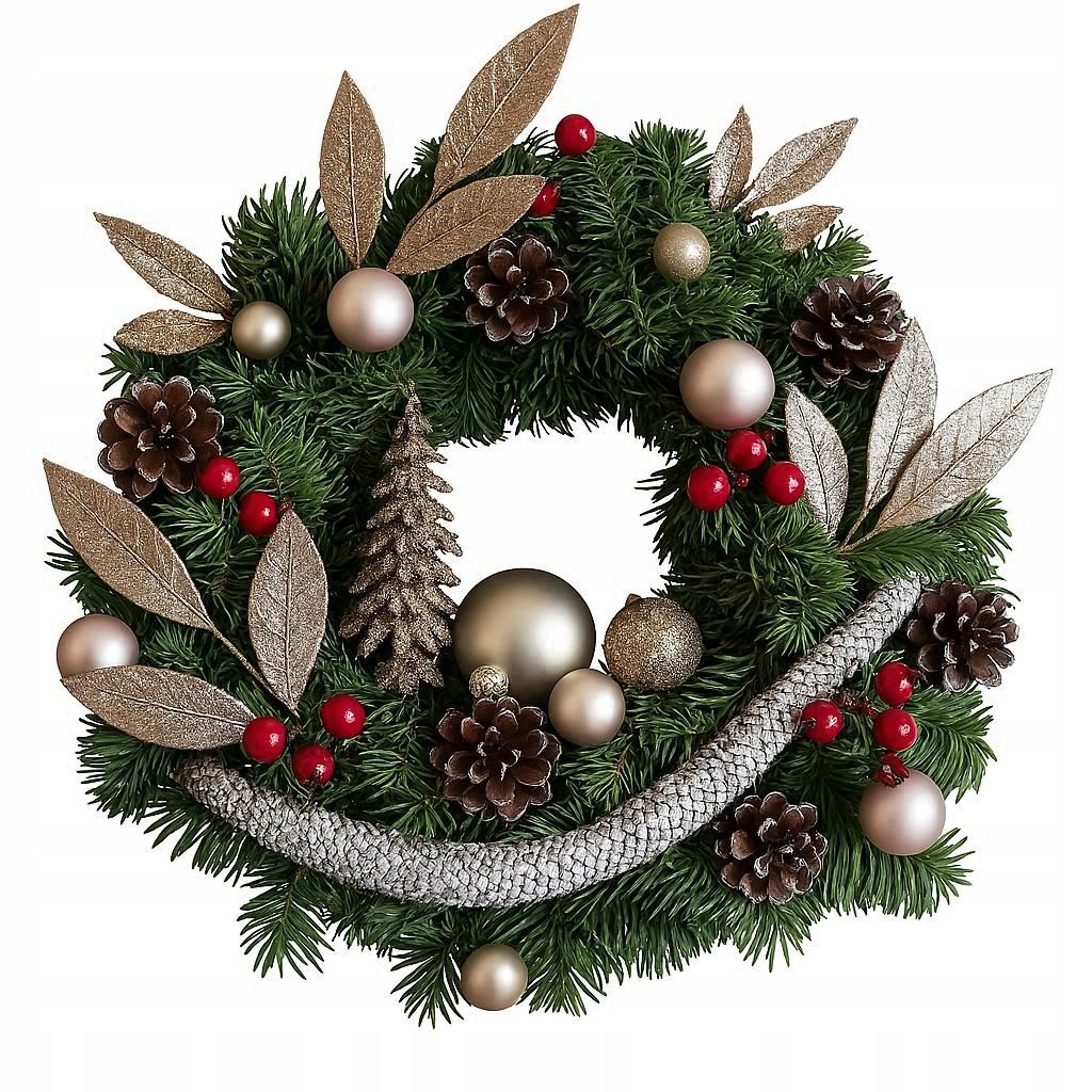 Věnec Živá Jedle K Aranžování Vánoční ozdoba na dveře Nobilis 45 cm
