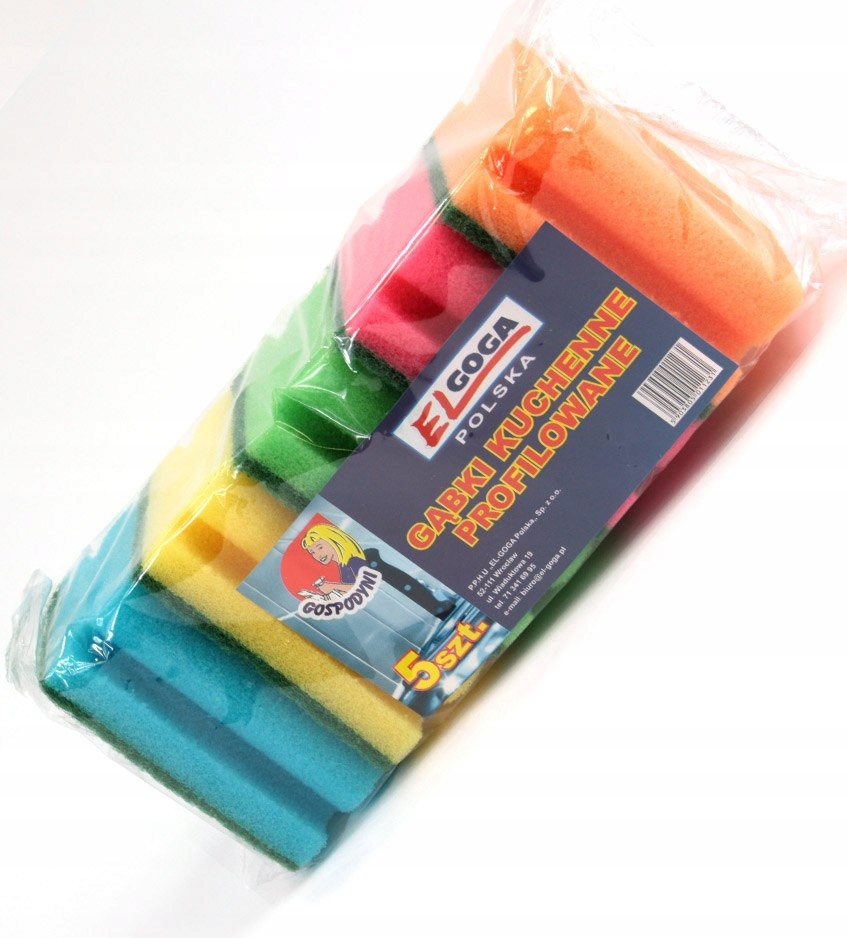 

Gąbki do zmywania naczyń duże profilowane 5 sztuk