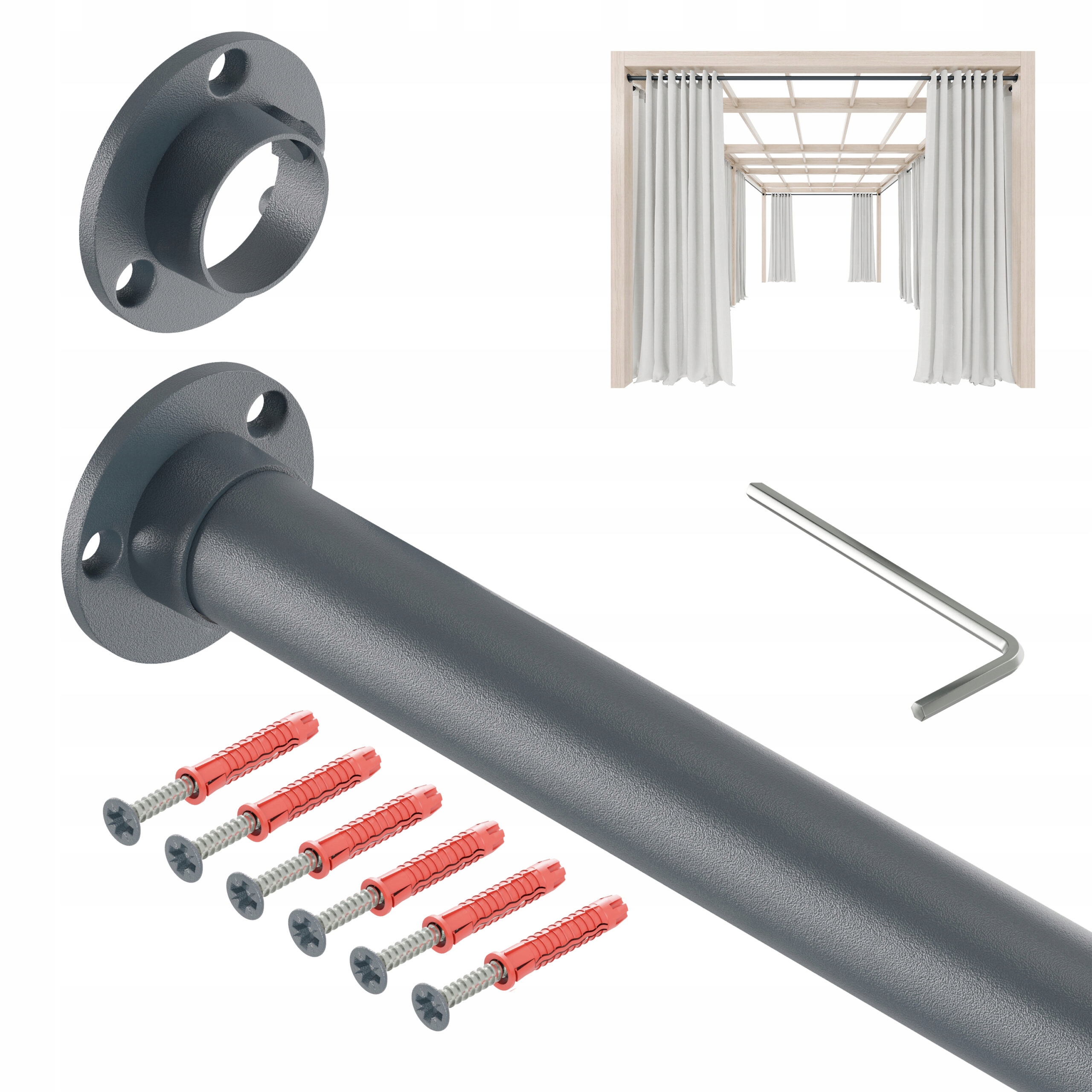 Tyč Na Zahradní Záclony Do Altánku Balkon Terasa průměr 25 mm 400 cm Antracit