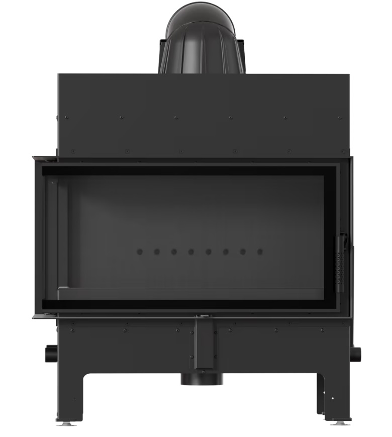 Wkład Kominkowy kominek powietrzny narożny stalowy Floki L 12kw lewy Black