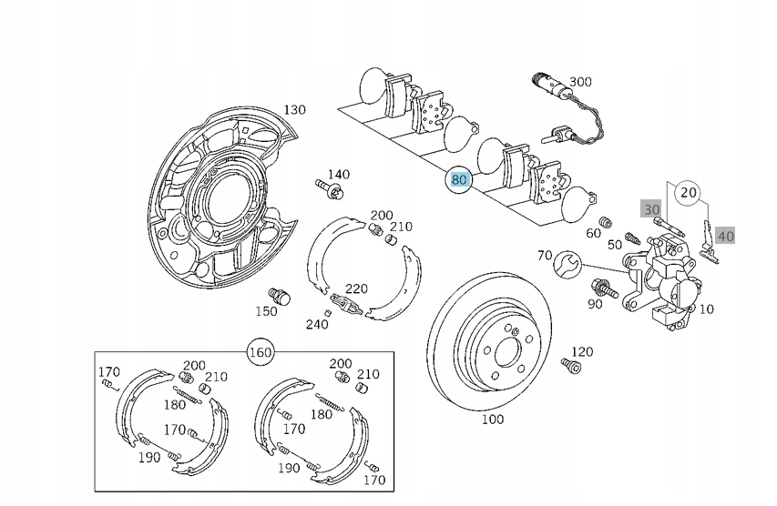 A2112903013 - Тормозные колодки задние W203, W171, W209 A003420272041