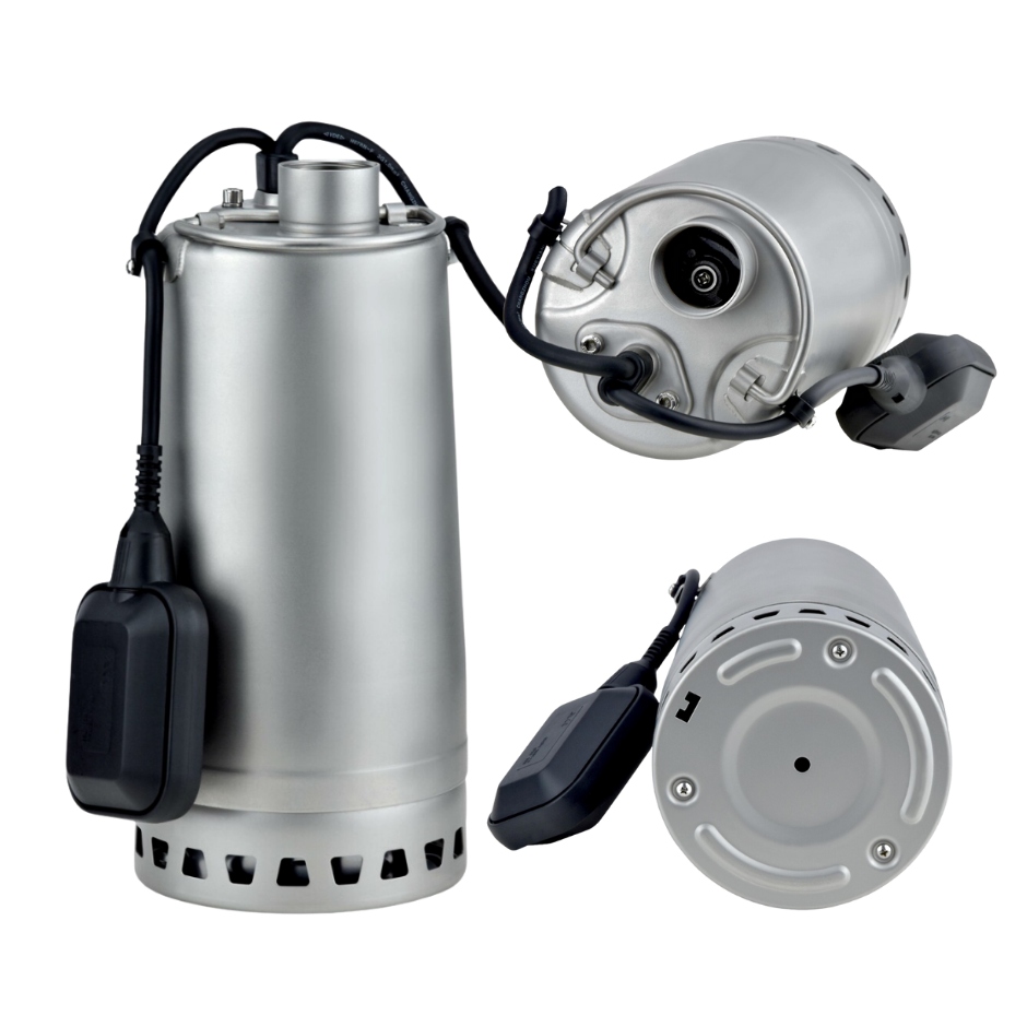 Ponorná pumpa Ibo z nehrdzavejúcej ocele pre mierne špinavú vodu s plavákom