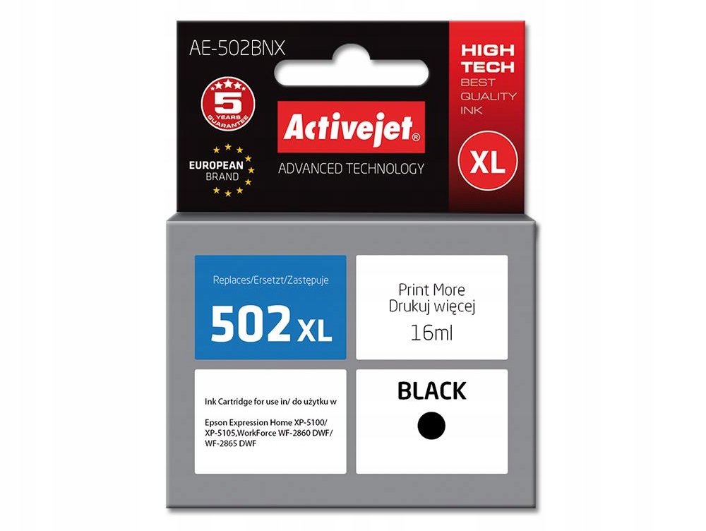 

Tusz Activejet Do Epson 502XL W14010 XP-5100 Black