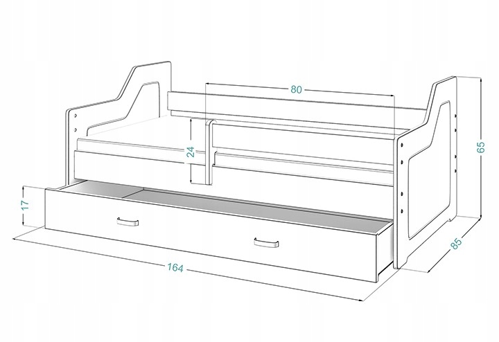 ŁÓŻKO DZIECIĘCE 160X80 DLA DZIECI B4 STELAŻ KOLORY Kolekcja Miki