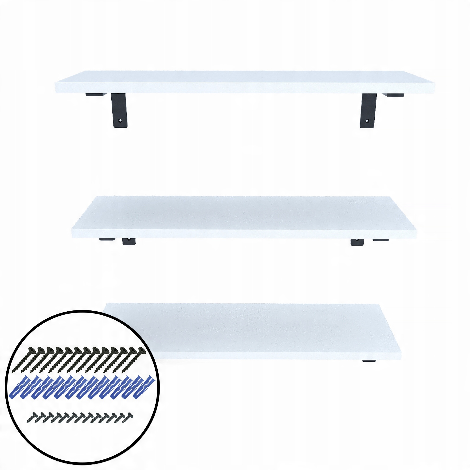 

Półki wiszące ścienne na książki 65CM 3szt Białe