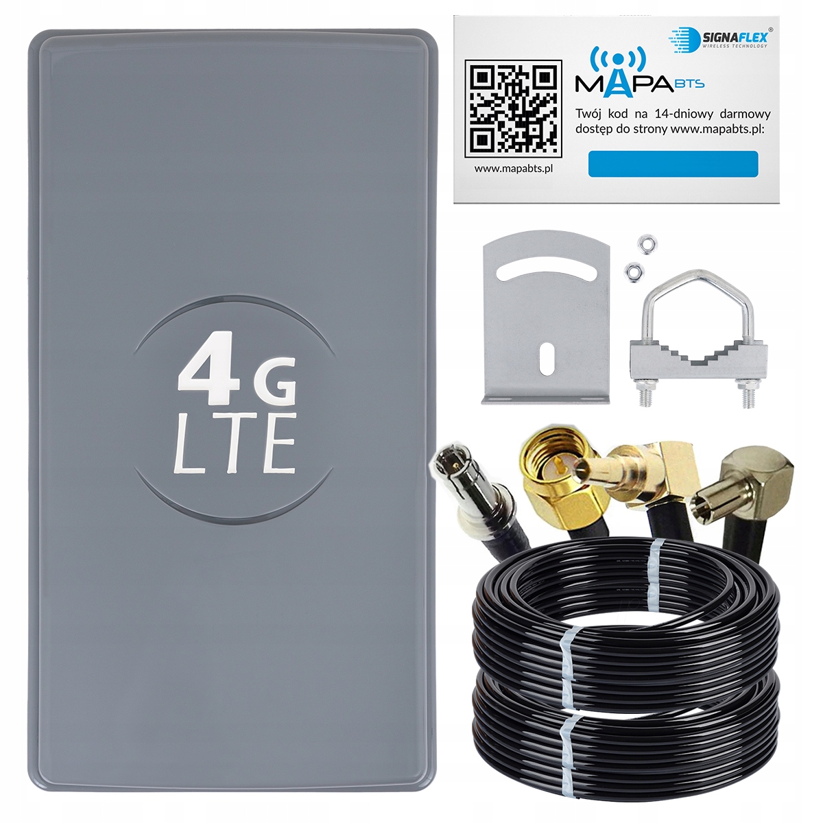 Zestaw Anten Signaflex Dual Panel 2x25dBi 10m Szara konektor FMEm-TS9