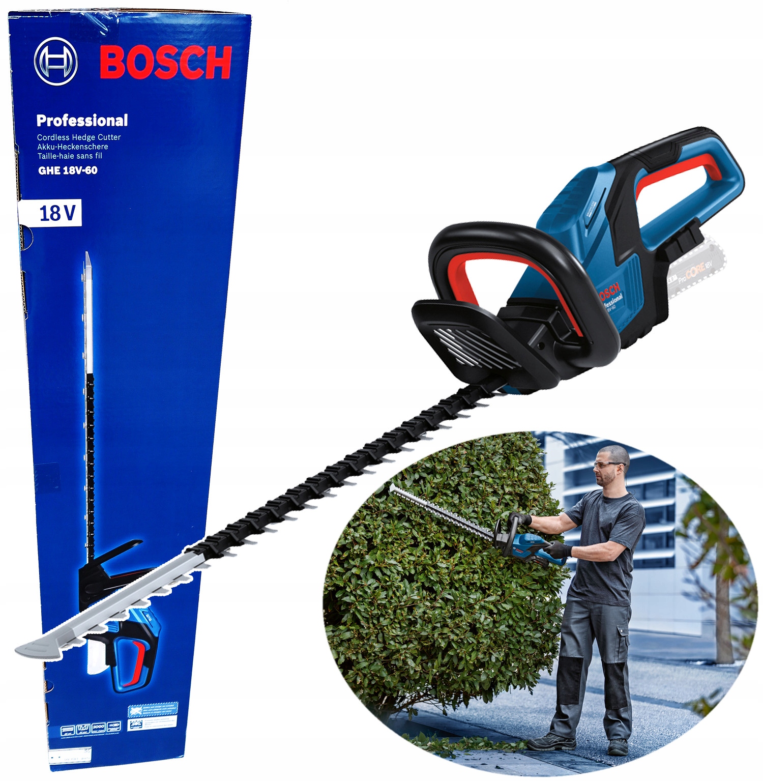 Nożyce sekator do żywopłotu akumulatorowe Bosch Ghe 18V-60 06008c9000 60cm