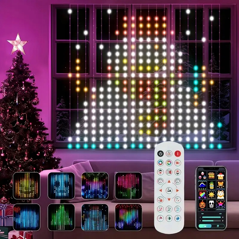 Smart 400 Led Závěs 2X2 M Usb Bluetooth Dálkový Ovladač Pro Rgb Inteligentní Zvuk