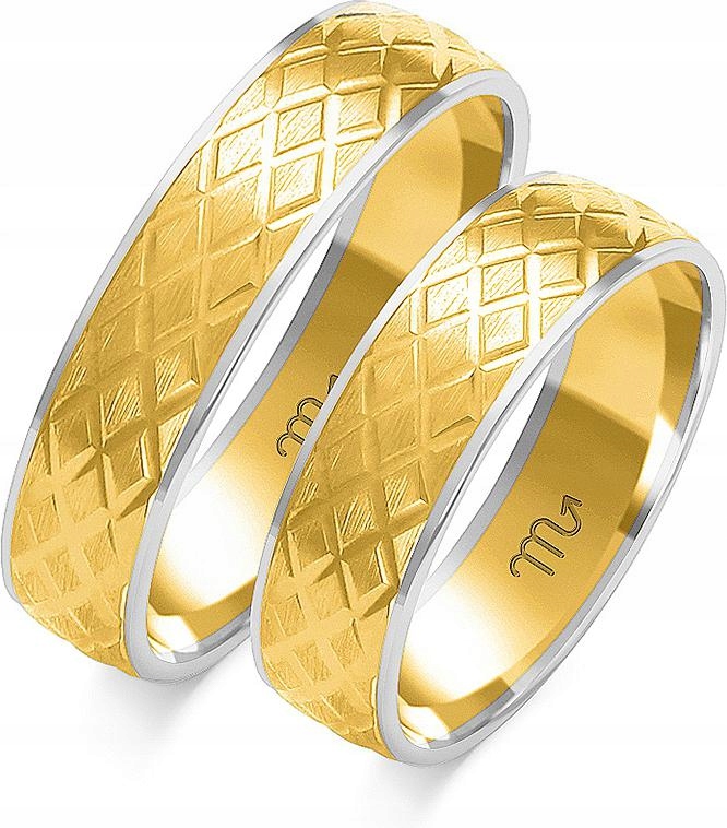 Zlaté snubní prsteny pro novomanžele svatba 585, 11 12 13, klasický vzor s gravírováním