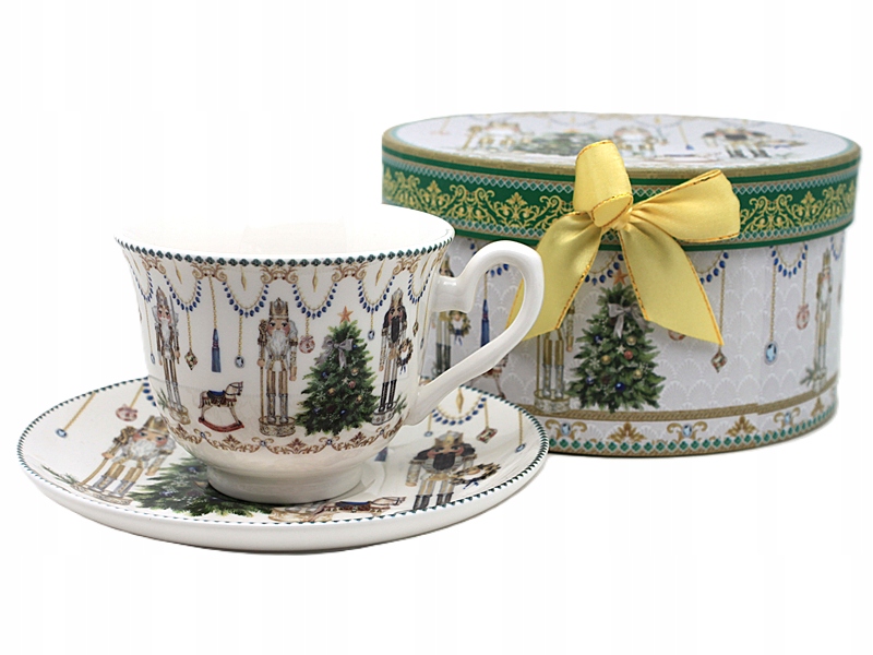 FILIŻANKA ZE SPODKIEM ŚWIĄTECZNA DZIADEK DO ORZECHÓW W PUDEŁKU