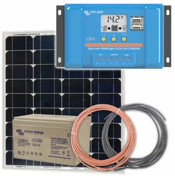 1004 - КОМПЛЕКТ ПАНЕЛИ СОЛНЕЧНЫХ БАТАРЕЙ 30W АККУМУЛЯТОР РЕГУЛЯТОР