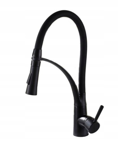 Bateria kuchenna stojąca czarna czarny mat kran Pelican