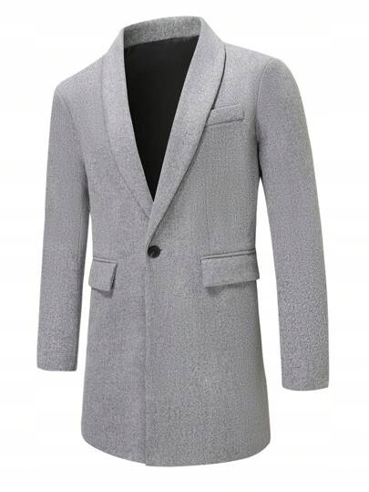 SHEIN PŁASZCZ MĘSKI SZARY KLASYCZNY NA ZIMĘ XL ŁMA