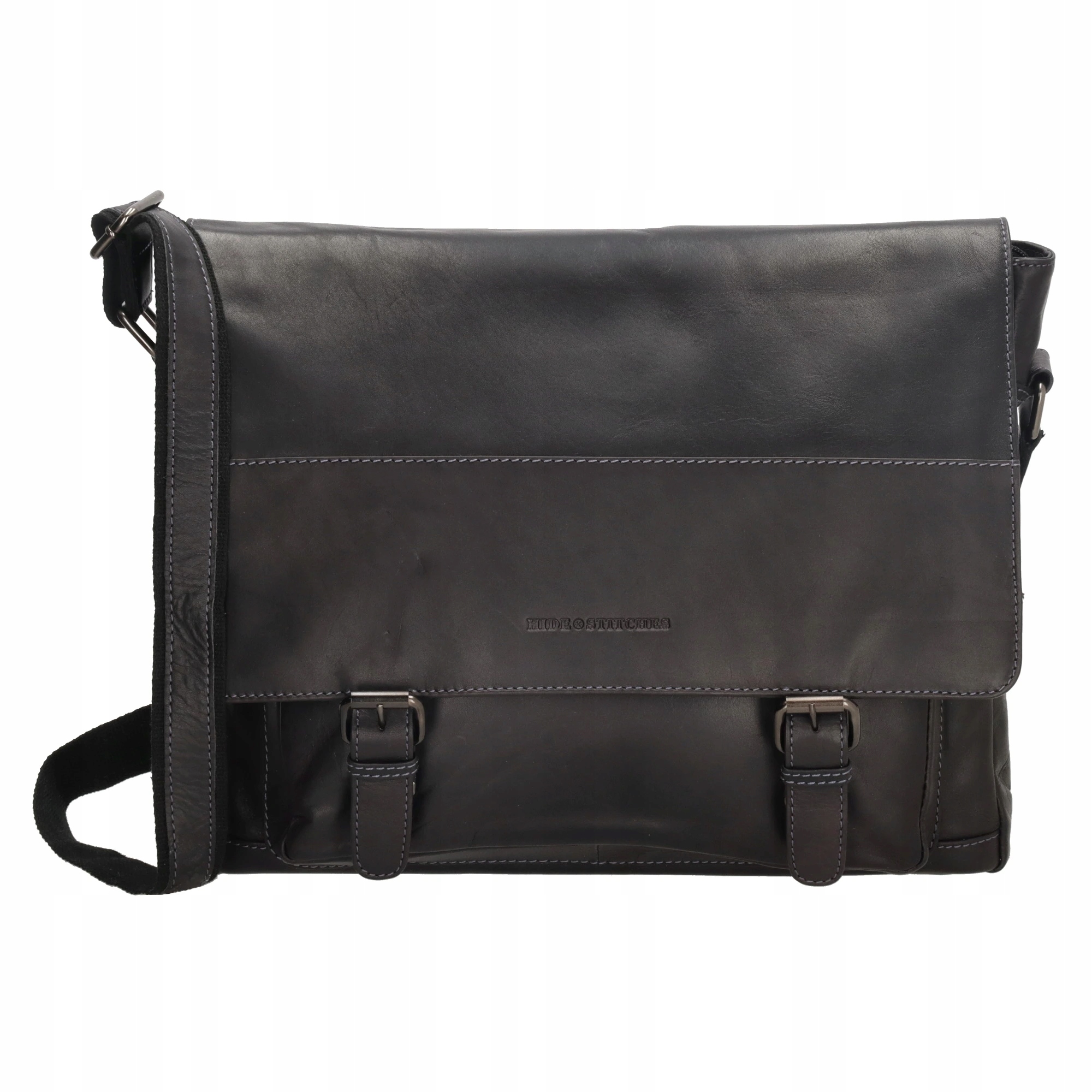 Hide & Stitches Japura kožená unisex taška na rameno černá