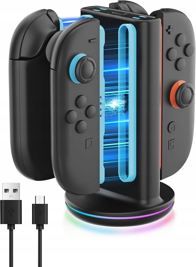 ŁADOWARKA STACJA ŁADUJĄCA DO SWITCH 2 ZE ŚWIATŁEM RGB 4 PORTY