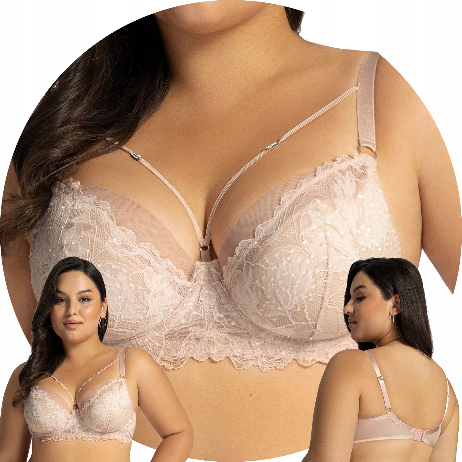 Ava 2154 Fiesta shimmer růžová krajka béžová Podprsenka 100B polovyztužená