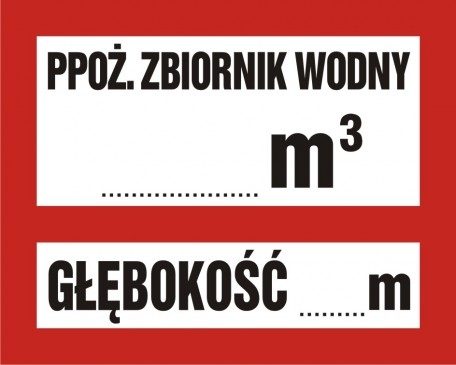 

Ppoż. zbiornik wodny głębokość znak 20x25 Pcv