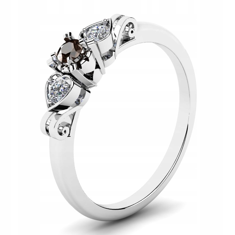 

Pierścionek Białe Złoto Kwarc Z Brylantami 0,18CT