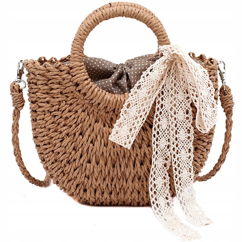 KOSZYK DO RĘKI TOREBKA NA RAMIĘ ODPINANY PASEK PLECIONA STYL ETNO KOKARDA Kod producenta PÓŁKSIĘŻYC