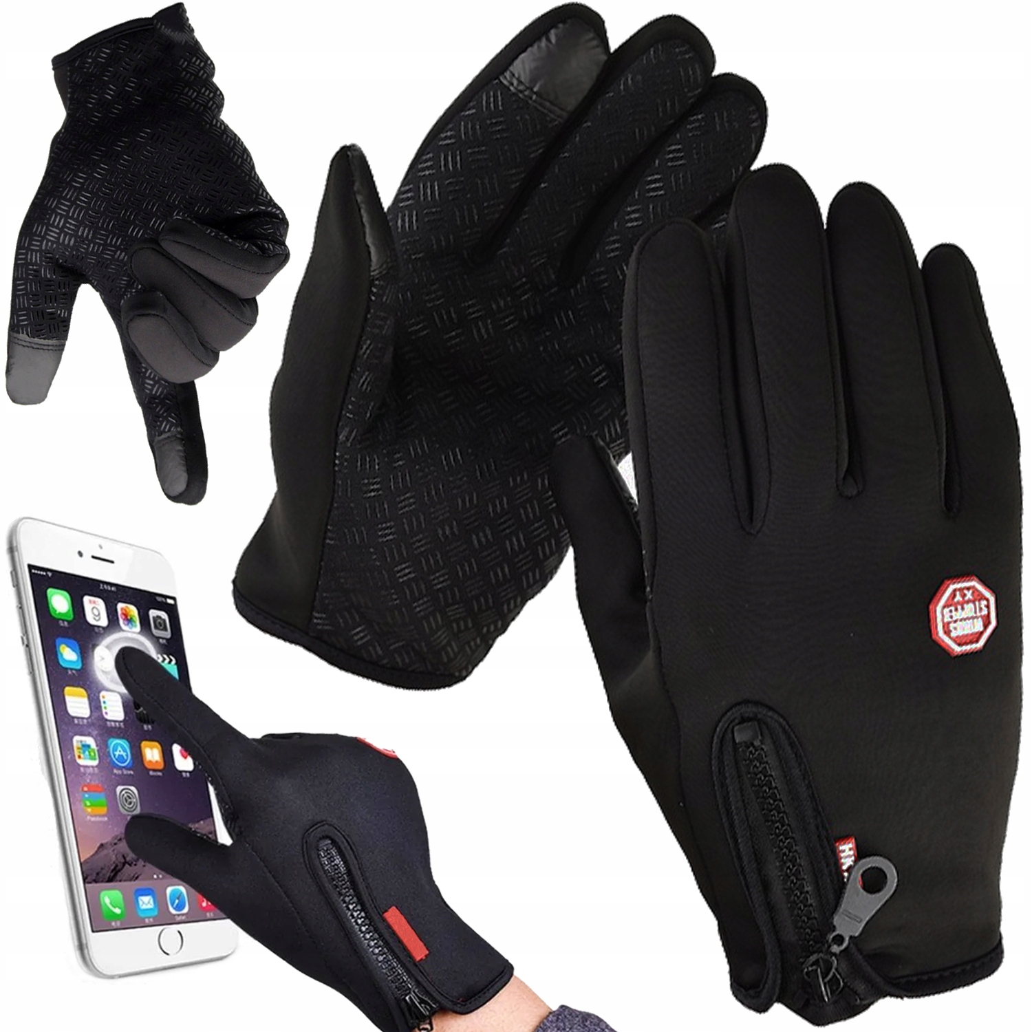 ZIMOWE RĘKAWICZKI DOTYKOWE WODOODPORNE WIATROSZCZELNE SURVIVAL XL