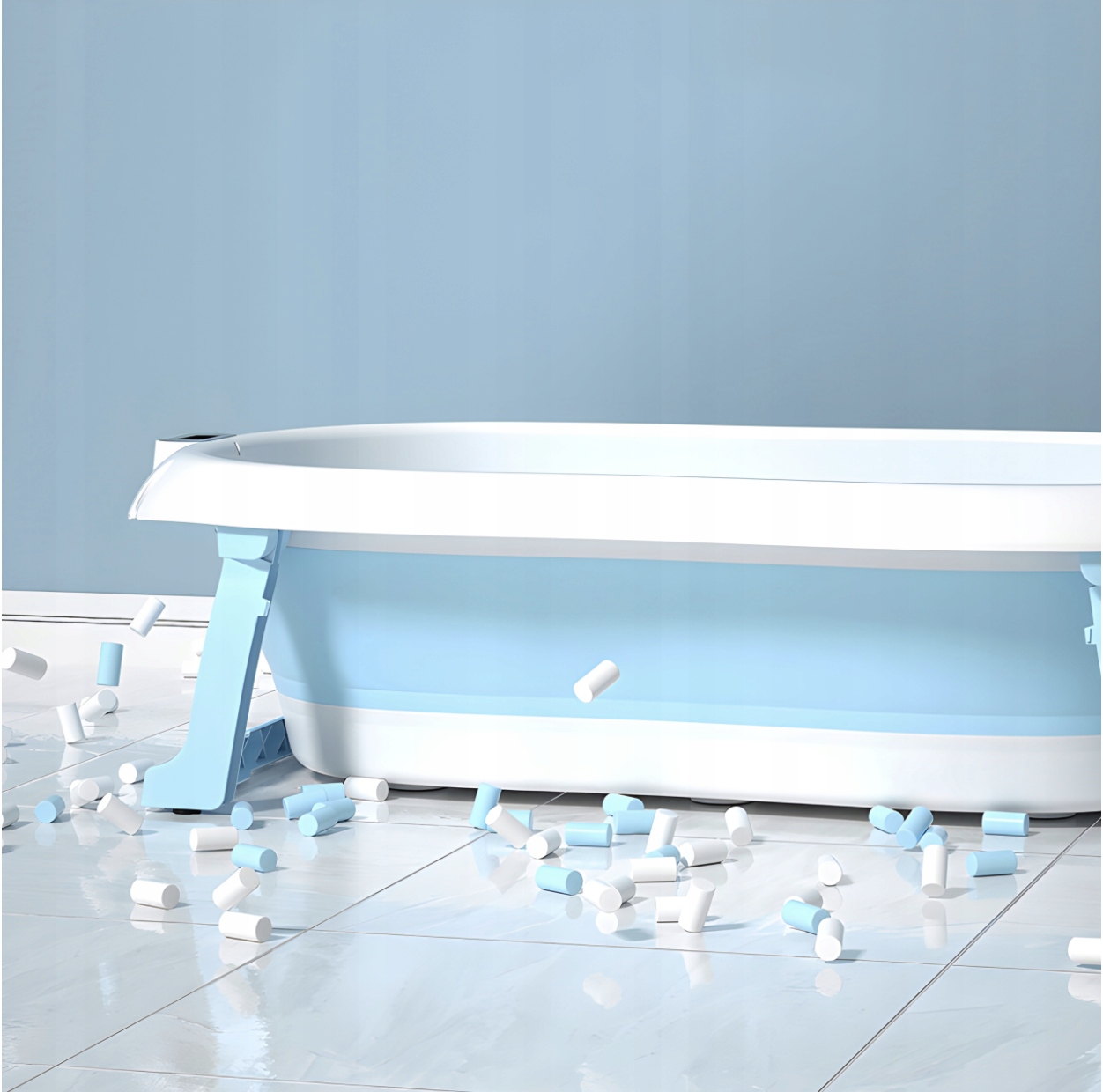 WANIENKA SKŁADANA dla dzieci SILIKONOWA Z TERMOMETREM LCD WANNA PODUSZKA XL Marka inna marka