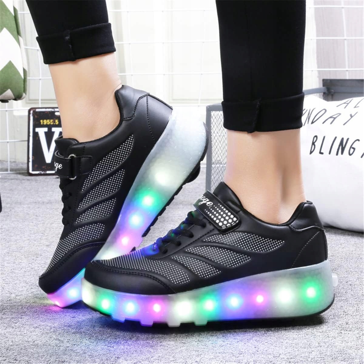 BUTY z ROLKAMI podświetleniem LED butorolki usb Rozmiar 38