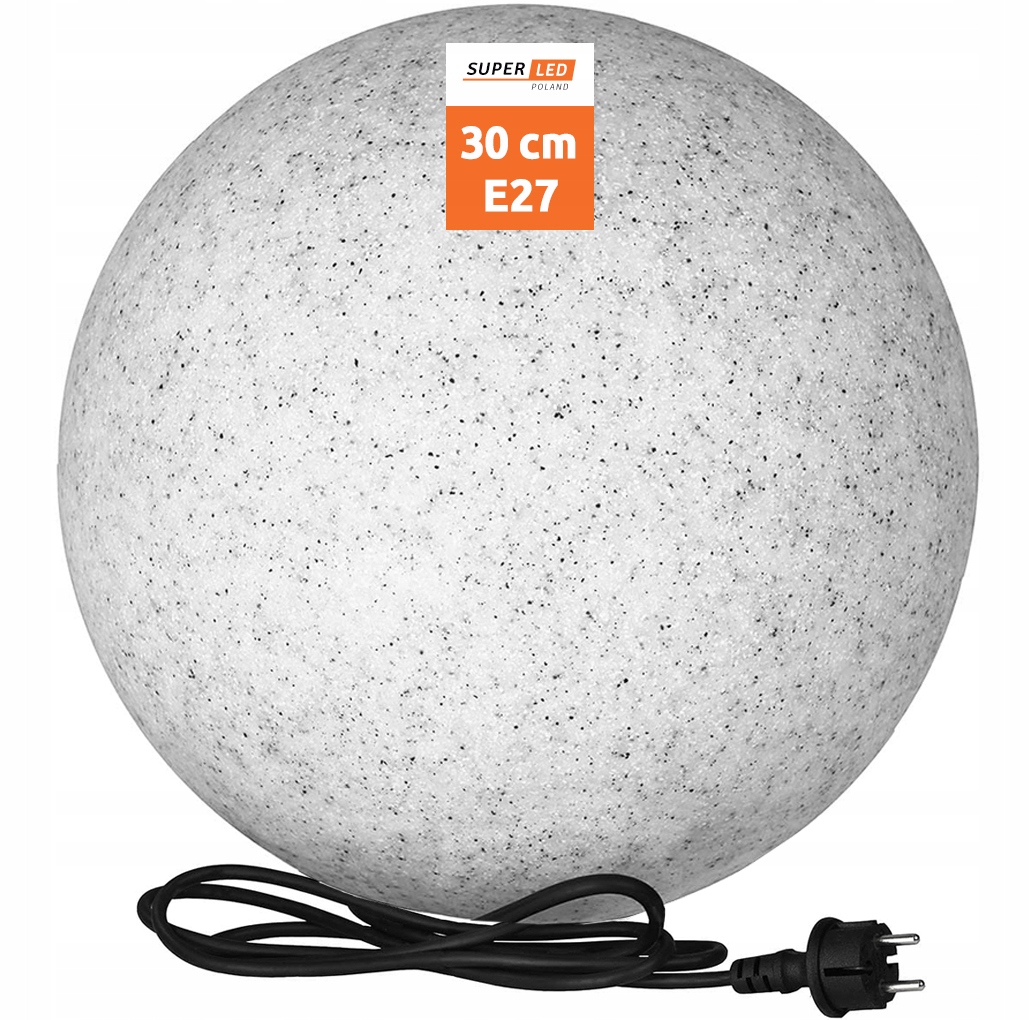 Kula ogrodowa Led 230V E27 30 cm imitacja Kamienia z przewodem i wtyczką