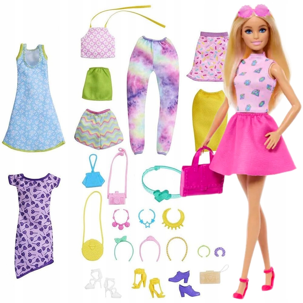 Lalka Barbie Duży Zestaw Ubrań Buty Akcesoria Lalka Barbie HKB07