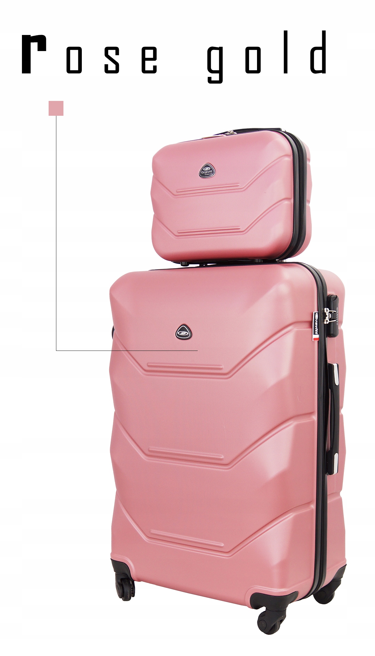 ZESTAW 2w1 WALIZKA PODRÓŻNA NA KÓŁKACH DUŻA XXL KUFEREK KOSMETYCZKA 950 Model 950