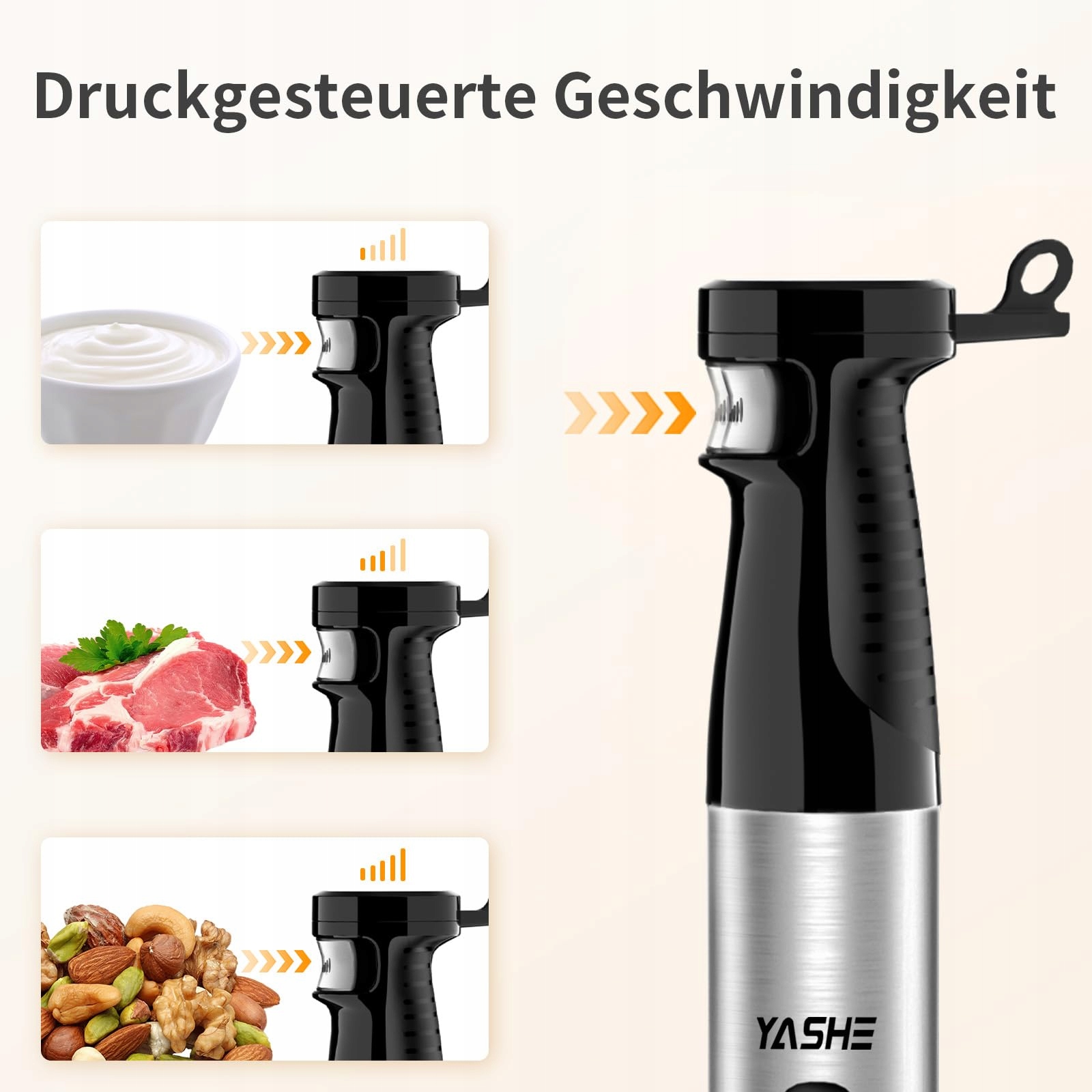 YASHE Blender Ręczny 5w1 1000W Z Regulacją Prędkości Do Zup Sosów — miniatura 5