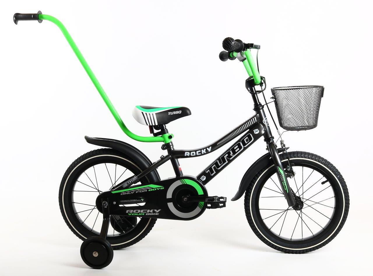 Polski rower Rocky 16" dziecięcy Bmx dla chłopca 4–6 lat grafitowo-zielony