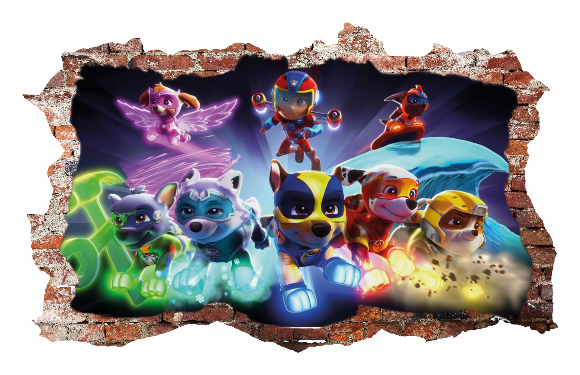 NAKLEJKI NA ŚCIANĘ Dziura PSI PATROL 115x75 cm