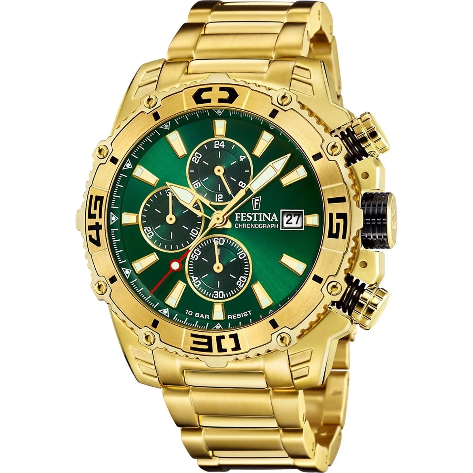 Festina Prestige 20492/3 Pánské Hodinky zlaté se zeleným ciferníkem a funkcí