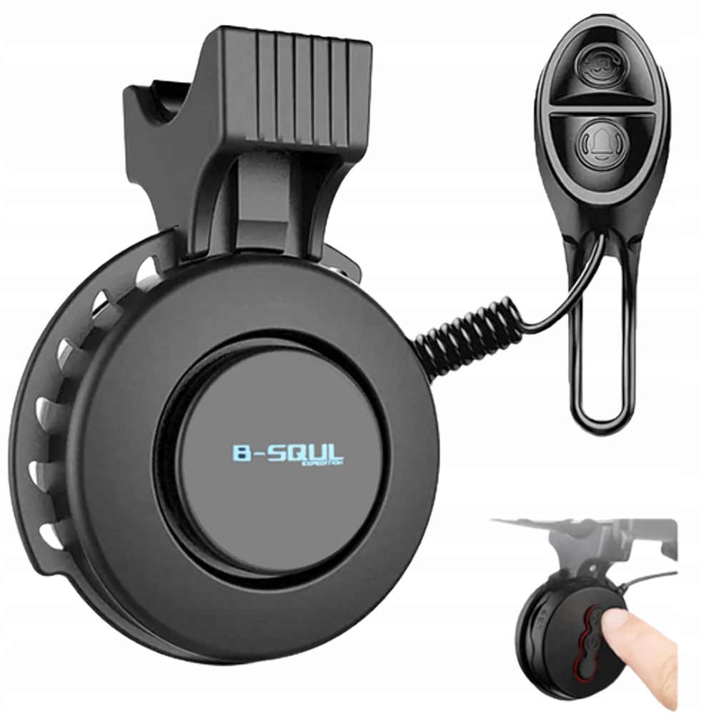 DZWONEK ROWEROWY ELEKTRYCZNY NA ROWER B-SQUL czarny