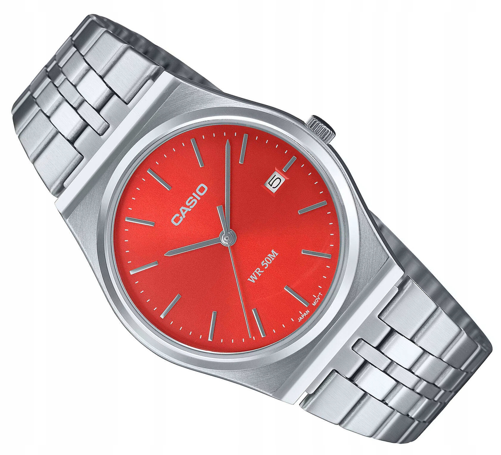 Ocelové Vodotěsné Klasické Hodinky Casio MTP-B145D -4A2 Červené