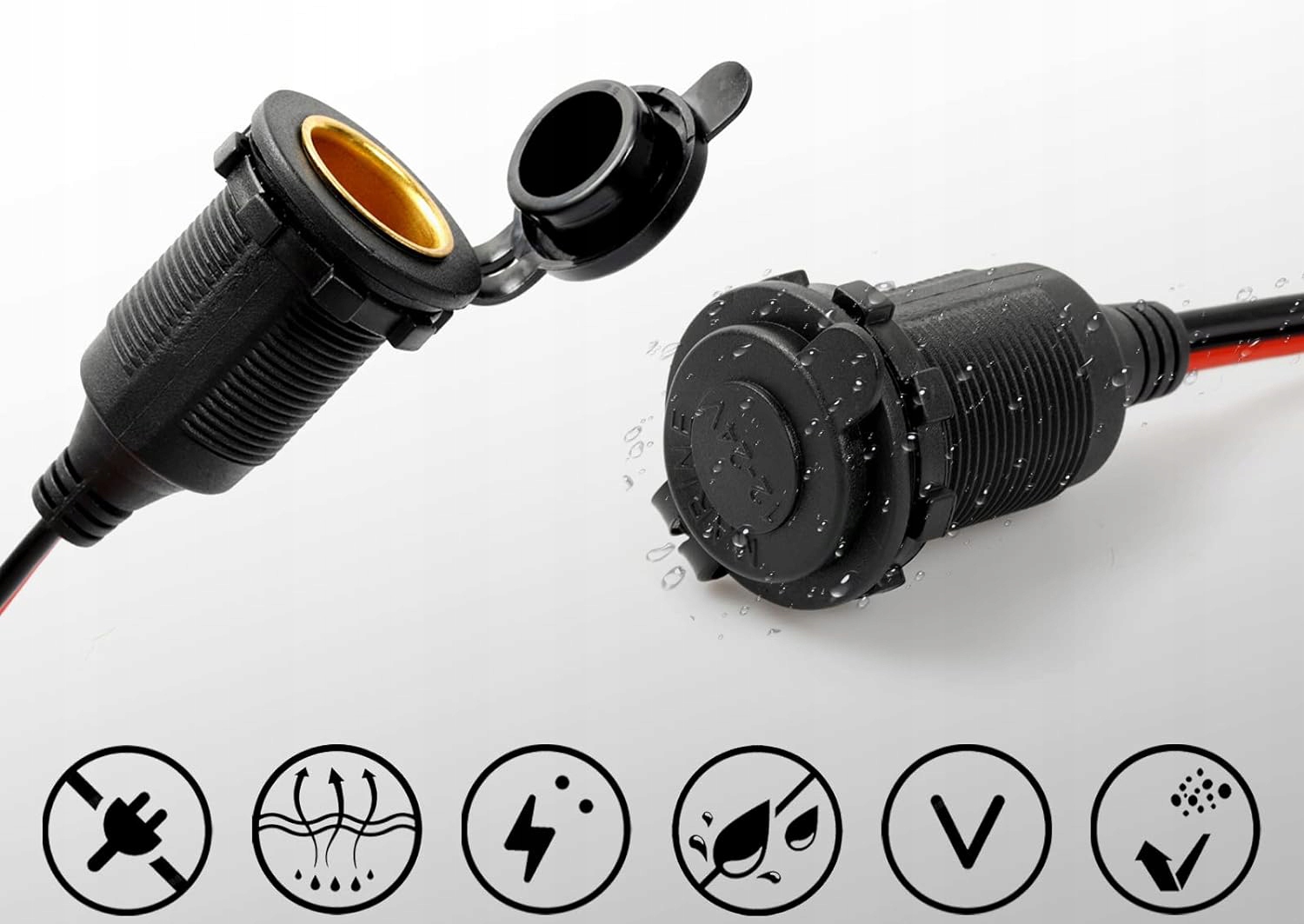 Gniazdo zapalniczki MONTAŻOWE z bezpiecznikiem 15A 8,4 mm 12V 24V 16AWG 3m. EAN (GTIN) 5906708441006