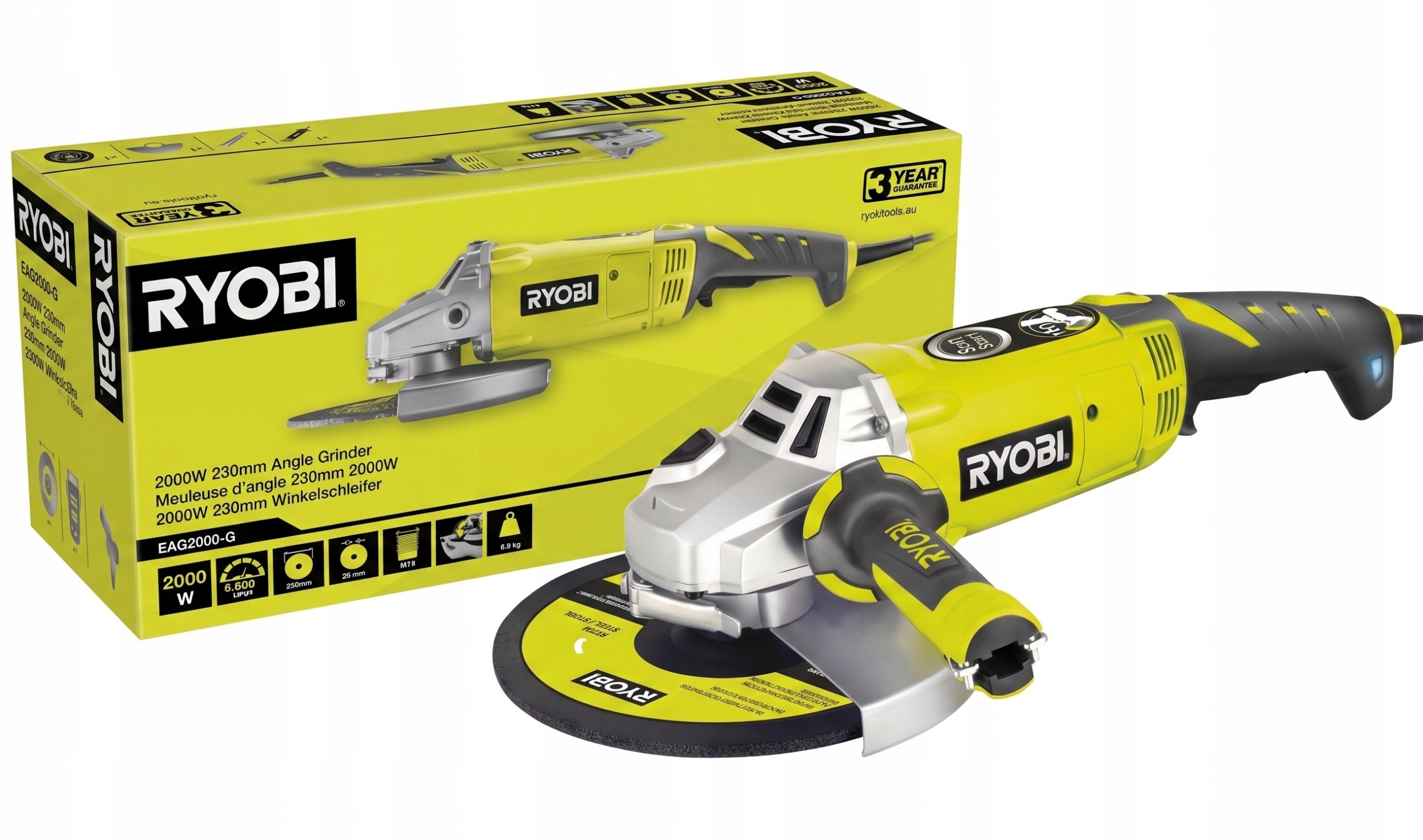 Úhlová bruska kotouč 230 mm 2000 W EAG2000G Ryobi