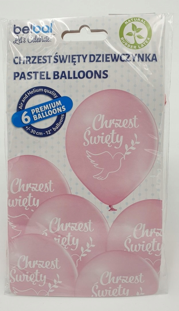 balony 30cm Chrzest Św. różowe  6szt. — 3